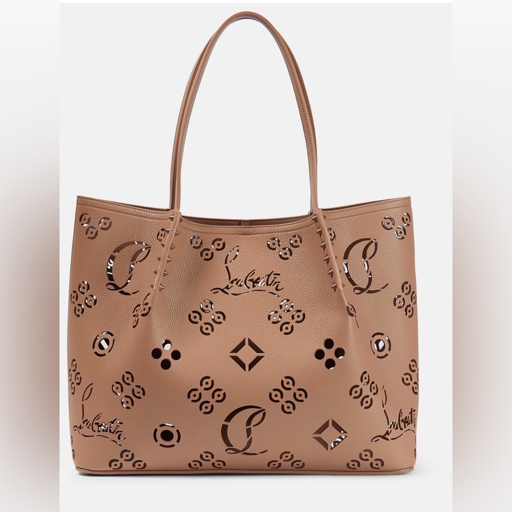 CHRISTIAN LOUBOUTIN Cabarock perforated tote bag Nude NWT